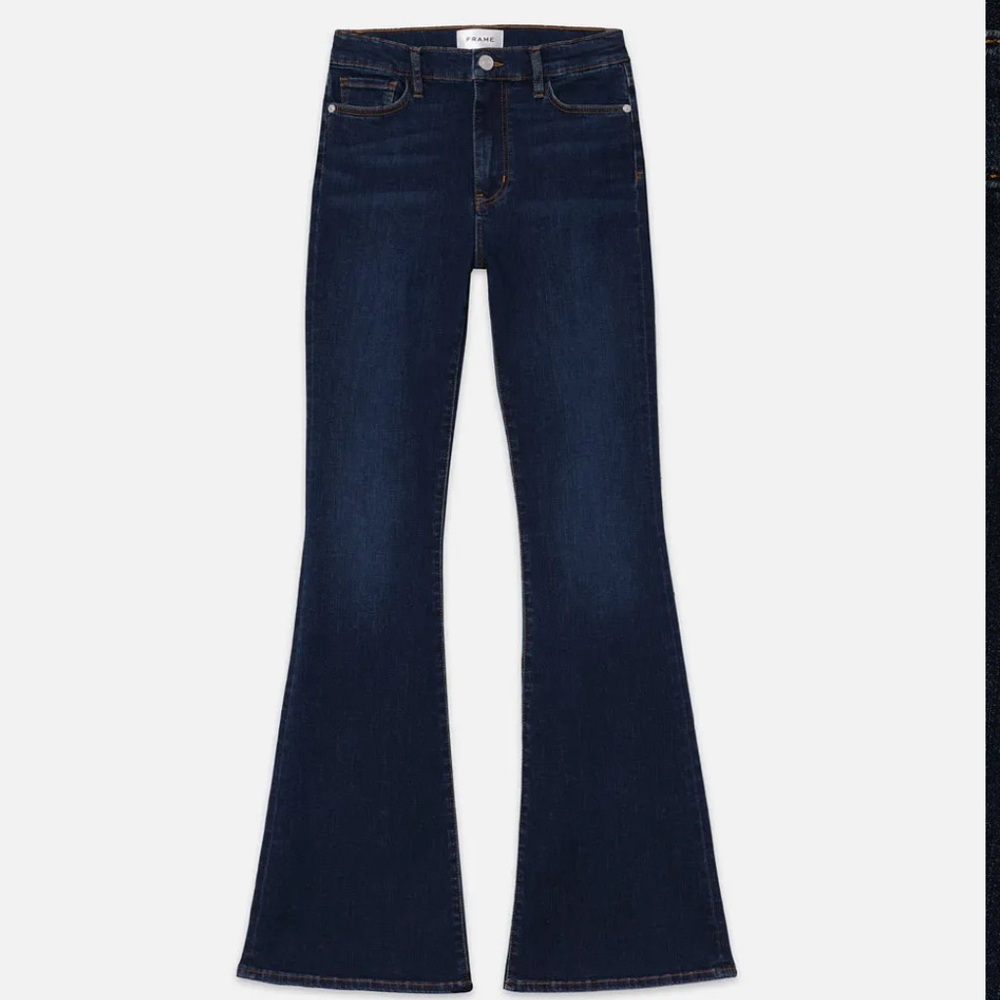 FRAME SUPER STRETCH DENIM | HIGH RISE
FLARE | LONG LENGTH